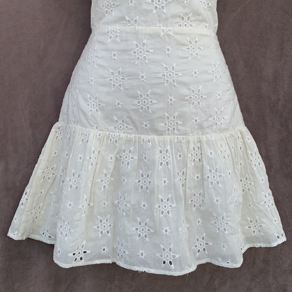 Revolve Lovers + Friends Cream Eyelet Embroidered Back Tie Spaghetti Strap Dress - Picture 5 of 16